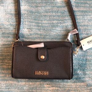 Black textured cross body bag